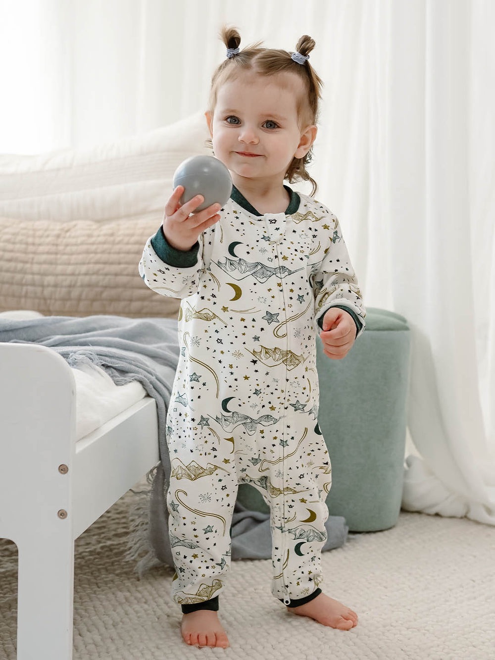 Nest Designs Long Sleeve Footless Sleeper Star Print 12-18m Bamboo And Cotton